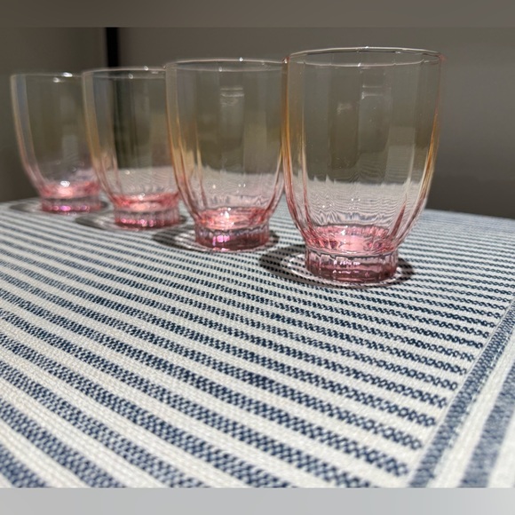 Anthropologie Olsen Pink Juice Glasses Set of 4 New Blush Pink Glassware - Picture 7 of 9